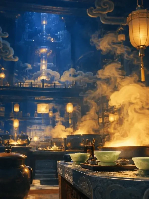 九重天上的小厨神短剧封面，修仙短剧题材